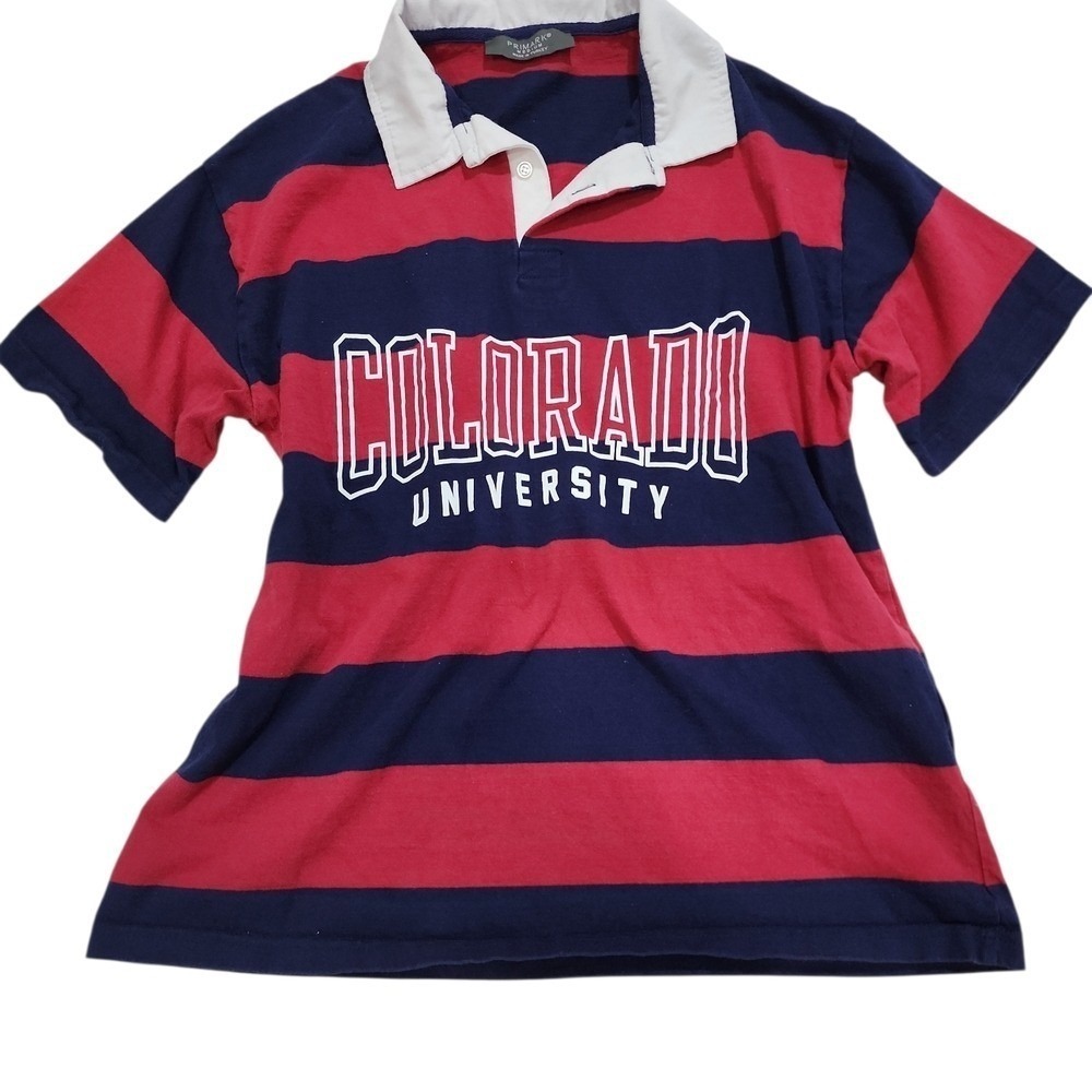Primark Rugby Shirt Women Medium Navy Red Colorado University Preppy Collegiate
